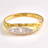 Ellibelle Jewellery Antique Victorian Rose Cut Diamond 18ct Gold Boat Ring