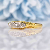 Ellibelle Jewellery Antique Victorian Rose Cut Diamond 18ct Gold Boat Ring
