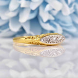 Ellibelle Jewellery Antique Victorian Rose Cut Diamond 18ct Gold Boat Ring