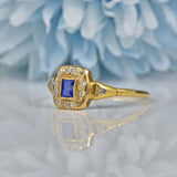 Ellibelle Jewellery ANTIQUE VICTORIAN SAPPHIRE & DIAMOND 18CT GOLD RING
