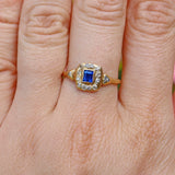 Ellibelle Jewellery ANTIQUE VICTORIAN SAPPHIRE & DIAMOND 18CT GOLD RING