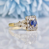 Ellibelle Jewellery Antique Victorian Style Sapphire & Diamond 18ct Gold Ring