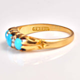 Ellibelle Jewellery Antique Victorian Turquoise & Diamond 18ct Gold Ring