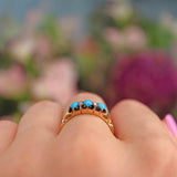 Ellibelle Jewellery Antique Victorian Turquoise & Diamond 18ct Gold Ring