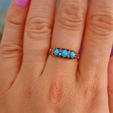 Ellibelle Jewellery Antique Victorian Turquoise & Diamond 18ct Gold Ring