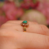 Ellibelle Jewellery Antique Victorian Turquoise & Diamond Heart Cluster Ring