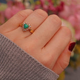 Ellibelle Jewellery Antique Victorian Turquoise & Diamond Heart Cluster Ring