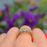 Ellibelle Jewellery Aquamarine 9ct Yellow Gold Five Stone Ring