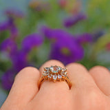 Ellibelle Jewellery Aquamarine 9ct Yellow Gold Flower Cluster Ring