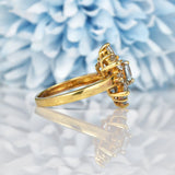 Ellibelle Jewellery Aquamarine 9ct Yellow Gold Flower Cluster Ring