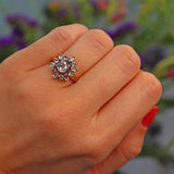 Ellibelle Jewellery Aquamarine 9ct Yellow Gold Flower Cluster Ring