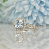Ellibelle Jewellery AQUAMARINE & DIAMOND 14CT WHITE GOLD RING