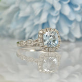Ellibelle Jewellery AQUAMARINE & DIAMOND 14CT WHITE GOLD RING