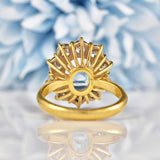 Ellibelle Jewellery Aquamarine & Diamond 18ct Gold Cluster Engagement Ring