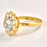 Ellibelle Jewellery Aquamarine & Diamond 18ct Gold Cluster Engagement Ring