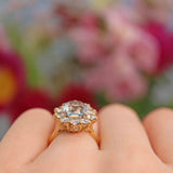 Ellibelle Jewellery Aquamarine & Diamond 18ct Gold Cluster Engagement Ring