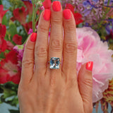 Ellibelle Jewellery Aquamarine & Diamond 18ct Gold Dress Ring (10.60ct)