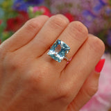 Ellibelle Jewellery Aquamarine & Diamond 18ct Gold Dress Ring (10.60ct)
