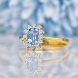 Ellibelle Jewellery Aquamarine & Diamond 18ct Gold Oval Cluster Ring