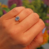 Ellibelle Jewellery Aquamarine & Diamond 18ct Gold Oval Cluster Ring