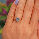 Ellibelle Jewellery Aquamarine & Diamond 18ct Gold Oval Cluster Ring