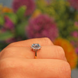 Ellibelle Jewellery Aquamarine & Diamond 18ct Gold Oval Cluster Ring