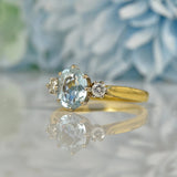 Ellibelle Jewellery AQUAMARINE & DIAMOND 18CT GOLD TRILOGY RING