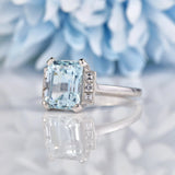 Ellibelle Jewellery Aquamarine & Diamond 18ct White Gold Ring