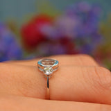 Ellibelle Jewellery Aquamarine & Diamond Platinum Three-Stone Bezel Ring