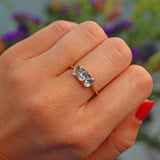 Ellibelle Jewellery Aquamarine Gold Three Stone Trilogy Ring