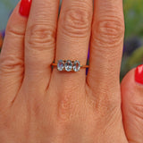 Ellibelle Jewellery Aquamarine Gold Three Stone Trilogy Ring