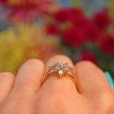 Ellibelle Jewellery Aquamarine Marquise Cut 9ct Gold Star Cluster Ring
