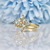 Ellibelle Jewellery Aquamarine Marquise Cut 9ct Gold Star Cluster Ring