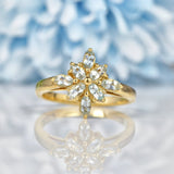 Ellibelle Jewellery Aquamarine Marquise Cut 9ct Gold Star Cluster Ring