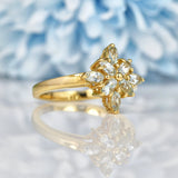 Ellibelle Jewellery Aquamarine Marquise Cut 9ct Gold Star Cluster Ring
