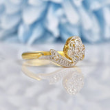 Ellibelle Jewellery Art Deco 1920s Diamond 18ct Gold & Platinum Daisy Ring