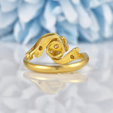 Ellibelle Jewellery Art Deco 1920s Diamond 18ct Gold & Platinum Daisy Ring