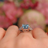 Ellibelle Jewellery Art Deco 1920s Style Aquamarine & Diamond Platinum Engegement Ring