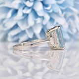 Ellibelle Jewellery Art Deco 1920s Style Aquamarine & Diamond Platinum Engegement Ring
