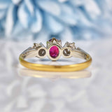 Ellibelle Jewellery Art Deco 1930s Ruby & Diamond 18ct Gold Three Stone Ring