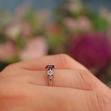 Ellibelle Jewellery Art Deco 1930s Ruby & Diamond 18ct Gold Three Stone Ring