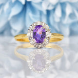 Ellibelle Jewellery Art Deco Amethyst & Diamond 18ct Gold Ring