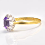 Ellibelle Jewellery Art Deco Amethyst & Diamond 18ct Gold Ring