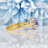Ellibelle Jewellery Art Deco Amethyst & Diamond 18ct Gold Ring