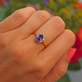 Ellibelle Jewellery Art Deco Amethyst & Diamond 18ct Gold Ring