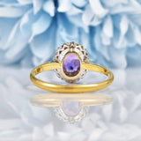 Ellibelle Jewellery Art Deco Amethyst & Diamond 18ct Gold Ring