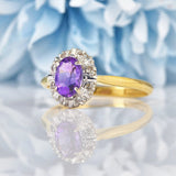 Ellibelle Jewellery Art Deco Amethyst & Diamond 18ct Gold Ring