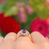 Ellibelle Jewellery Art Deco Amethyst & Diamond 18ct Gold Ring