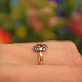Ellibelle Jewellery Art Deco Amethyst & Diamond Gold Cluster Ring