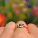 Art Deco Amethyst & Diamond Gold Cluster Ring